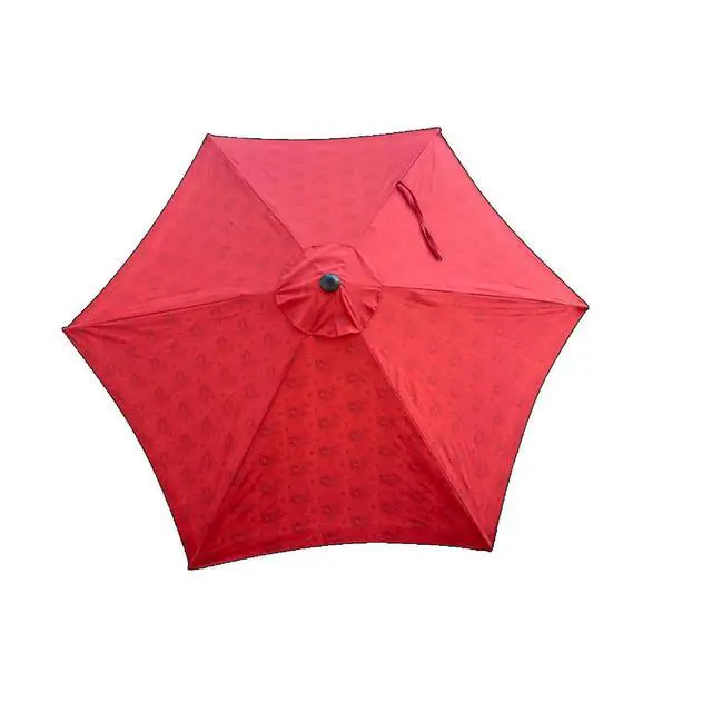 Alt view image 7 of 7 - Durable Outdoor Umbrella with Push Button Tilt and Crank Lift for Patio and Garden, Sturdy Market Parasol with 6 Steel Ribs and Wind Vent for Backyard, Poolside and Beach