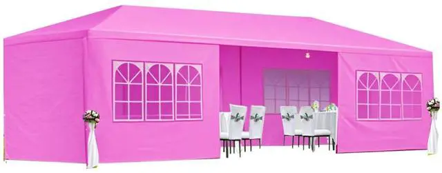 Main image of Premium Wedding Party Canopy Tent with Removable Sidewalls for Outdoor Events & Celebrations, Heavy Duty Gazebo with Roll-Up Walls for Backyard Gatherings & Trade Shows (10x30'-8 / Pink)