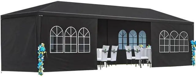 Main image of Premium Wedding Party Canopy Tent with Removable Sidewalls for Outdoor Events & Celebrations, Heavy Duty Gazebo with Roll-Up Walls for Backyard Gatherings & Trade Shows (10x30'-8 / Black)