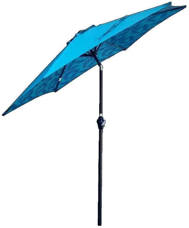 Alt view image 4 of 7 - Durable Outdoor Umbrella with Push Button Tilt and Crank Lift for Patio and Garden, Sturdy Market Parasol with 6 Steel Ribs and Wind Vent for Backyard, Poolside and Beach