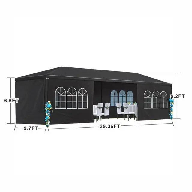 Alt view image 2 of 3 - Premium Wedding Party Canopy Tent with Removable Sidewalls for Outdoor Events & Celebrations, Heavy Duty Gazebo with Roll-Up Walls for Backyard Gatherings & Trade Shows (10x20'-6 / Black)