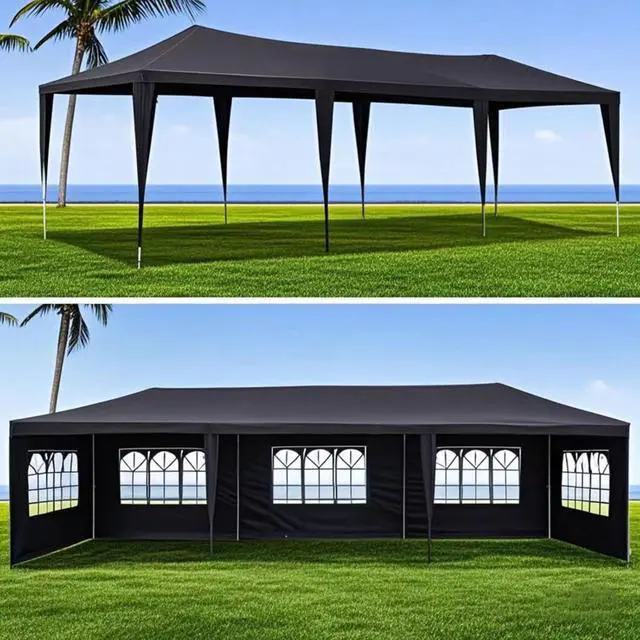 Alt view image 3 of 3 - Premium Wedding Party Canopy Tent with Removable Sidewalls for Outdoor Events & Celebrations, Heavy Duty Gazebo with Roll-Up Walls for Backyard Gatherings & Trade Shows (10x20'-6 / Black)