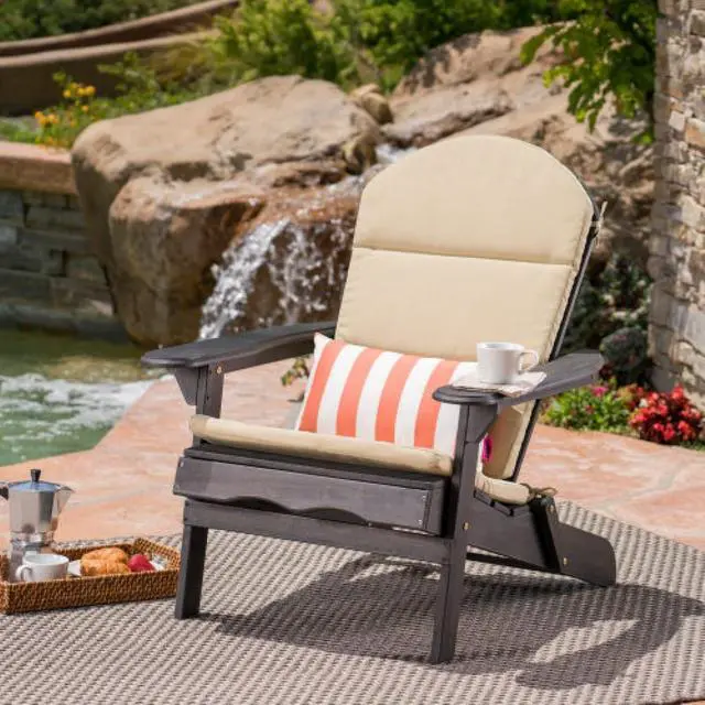 Alt view image 6 of 7 - Vibrant Chaise Lounge Cushion with Secure Tie Straps for Adirondack Chairs, Non-Slip Seat Mat with Spill-Shedding Surface for Patio, Deck, Backyard and Outdoor Lounging (Khaki*2)