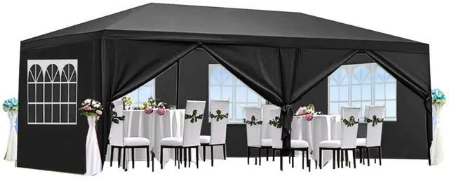 Main image of Premium Wedding Party Canopy Tent with Removable Sidewalls for Outdoor Events & Celebrations, Heavy Duty Gazebo with Roll-Up Walls for Backyard Gatherings & Trade Shows (10x20'-6 / Black)