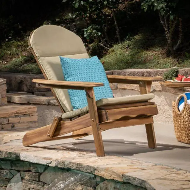 Alt view image 5 of 7 - Vibrant Chaise Lounge Cushion with Secure Tie Straps for Adirondack Chairs, Non-Slip Seat Mat with Spill-Shedding Surface for Patio, Deck, Backyard and Outdoor Lounging (Khaki*2)
