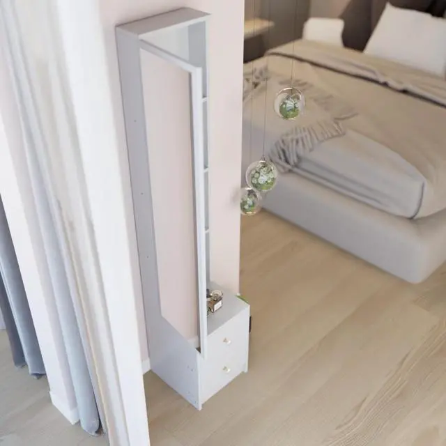 Alt view image 5 of 7 - Simple Stylish Dressing Mirror Cabinet, Cosmetic Organizer Cabinet, Jewelry Cabinet, Extra Large Full Body Mirror, Multi Layer High Capacity Storage, White