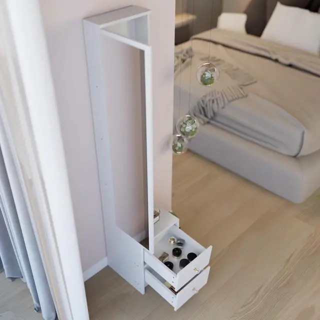 Alt view image 6 of 7 - Simple Stylish Dressing Mirror Cabinet, Cosmetic Organizer Cabinet, Jewelry Cabinet, Extra Large Full Body Mirror, Multi Layer High Capacity Storage, White