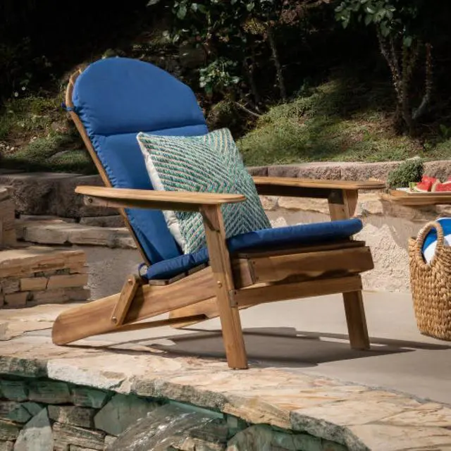Alt view image 7 of 7 - Vibrant Chaise Lounge Cushion with Secure Tie Straps for Adirondack Chairs, Non-Slip Seat Mat with Spill-Shedding Surface for Patio, Deck, Backyard and Outdoor Lounging (Dark Blue*4)