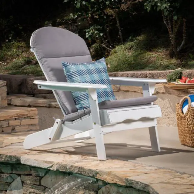 Alt view image 6 of 7 - Vibrant Chaise Lounge Cushion with Secure Tie Straps for Adirondack Chairs, Non-Slip Seat Mat with Spill-Shedding Surface for Patio, Deck, Backyard and Outdoor Lounging (Grey*2)
