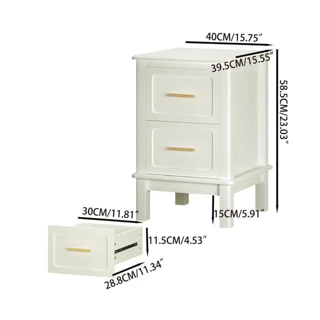 Alt view image 7 of 7 - Modern Vanity Desk Makeup Dressing Table w/3 Drawers &Spacious Tabletop for Girls, Solid Wood Writing Desk Workstation w/Ample Leg Room for Bedroom,No Mirror Included,Cream White (Matching Nightstand)