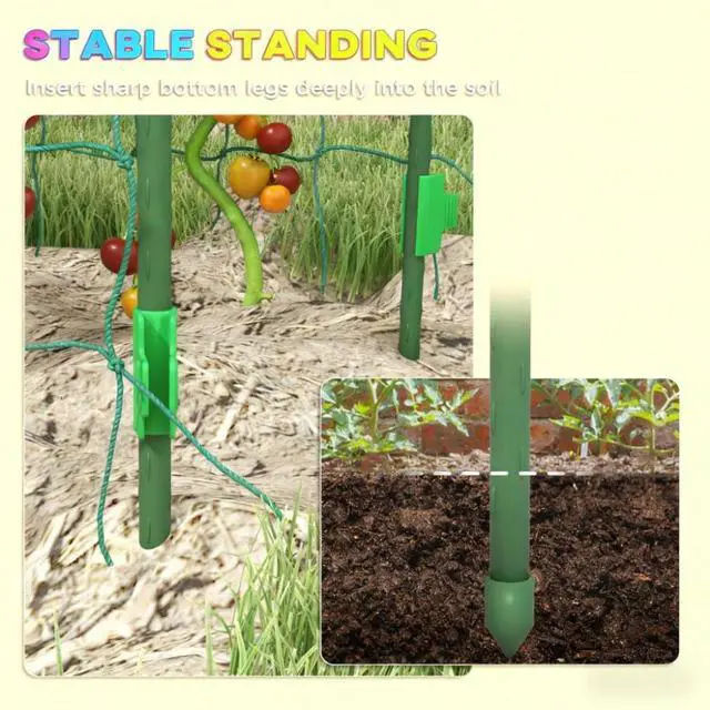 Alt view image 4 of 7 - A-Frame Metal Garden Trellis with Plastic Climbing Net and Steel Frame for Backyard, Lawn, Outdoor Plant Support with Metal Cross Clips for Growing Vegetables, Plants (72 inches high)