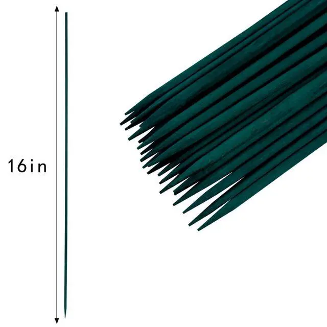 Alt view image 2 of 5 - Green Dyed Bamboo Plant Stakes with Garden-Matching Finish for Potted Plants, Floral Support Sticks with Solid Rod Construction and Pointed Tip for Soil Insertion (16inch 5000pcs)