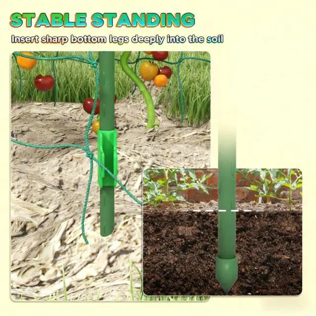 Alt view image 6 of 7 - A-Frame Metal Garden Trellis with Plastic Climbing Net and Steel Frame for Backyard, Lawn, Outdoor Plant Support with Metal Cross Clips for Growing Vegetables, Plants (81 inches high)