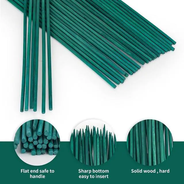 Alt view image 3 of 5 - Green Dyed Bamboo Plant Stakes with Garden-Matching Finish for Potted Plants, Floral Support Sticks with Solid Rod Construction and Pointed Tip for Soil Insertion (16inch 5000pcs)
