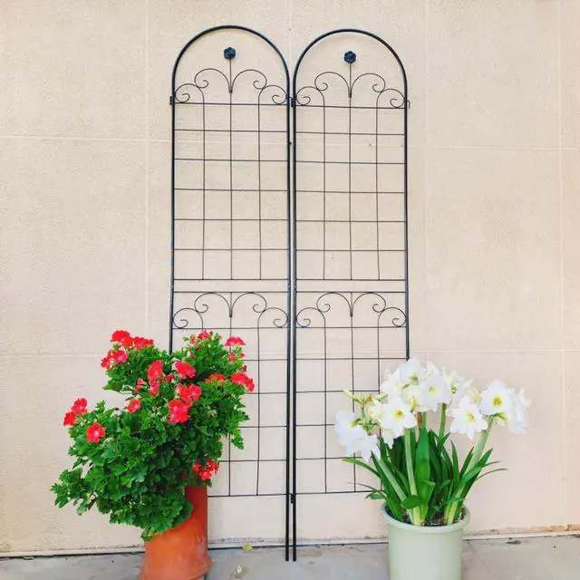 Alt view image 7 of 7 - 4 Pieces Metal Garden Trellis with Metal Galvanized Tube for Growing Flowers, Plants, Outdoor Plant Support Rose Trellis with Elegant Design for Backyard, Park, Lawn