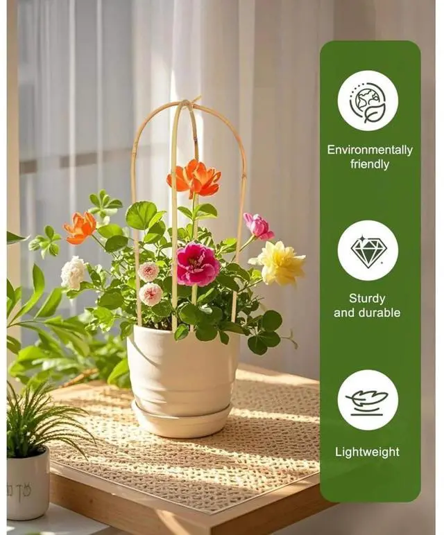 Alt view image 4 of 6 - U-Shape Bamboo Trellis with Classic Design for Climbing Vines, Ivy, Flowers, Garden Arch Trellis Support Plants Trellis for Backyard, Porch, Patio, Poolside (4FT 12PCS)