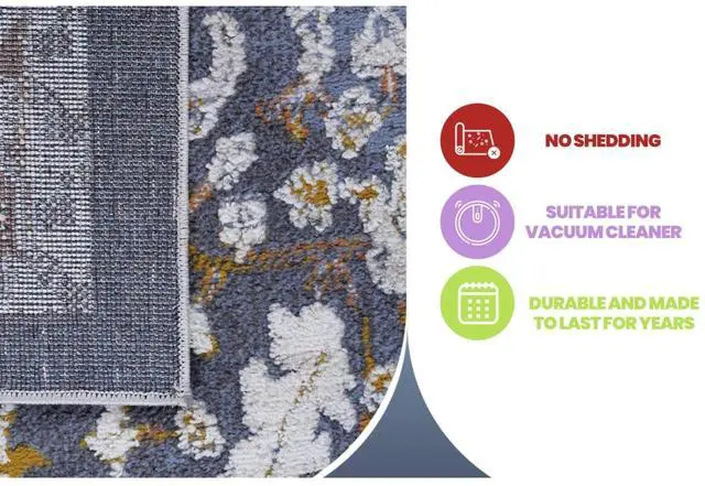 Alt view image 7 of 7 - Modern Pet-Friendly Non-Slip Stain Resistant Under Table Rug, Indoor Rectangular Soft Area Rug with Machine Washable for Bedroom, Dining Room, Living Room (8X10 Blue)