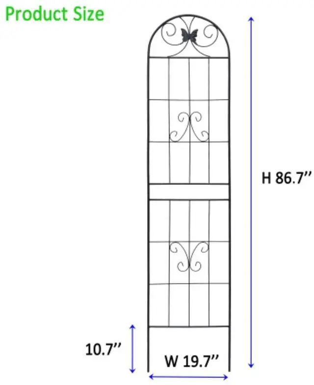 Alt view image 7 of 7 - Steel Garden Trellis with Iron Frame and Butterfly Patterns for Growing Flowers Plants, Outdoor Rustproof Trellis Plating Grids with Metal Galvanized Tube for Backyard Lawn Garden Parks (4 Pack-H86'')