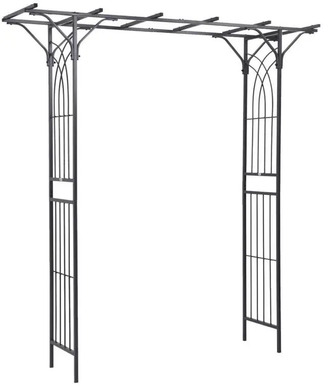 Main image of Decorative Metal Garden Trellis Arch with Durable Steel Tubing & Elegant Scrollwork for Growing Flowers, Plants, Outdoor Archway with Multi Cross Bars for Birthday Party, Wedding