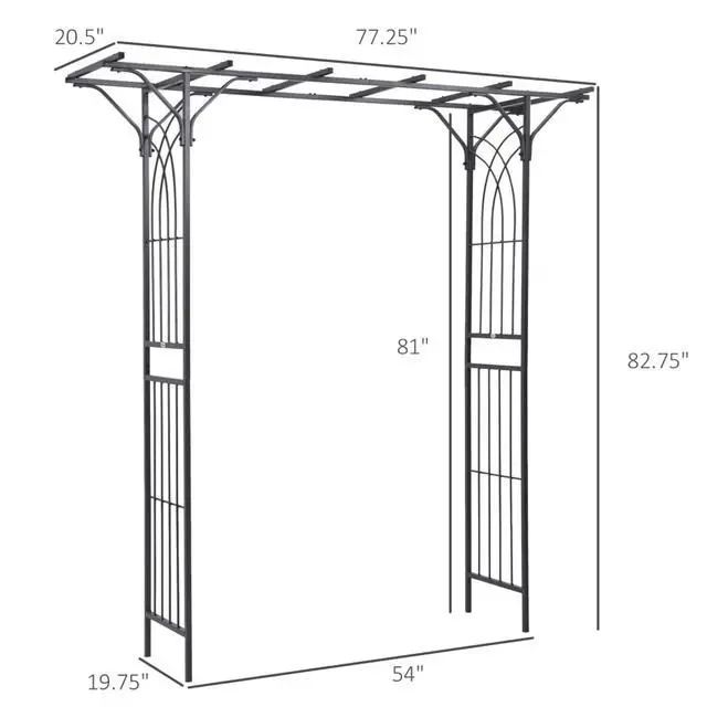 Alt view image 3 of 7 - Decorative Metal Garden Trellis Arch with Durable Steel Tubing & Elegant Scrollwork for Growing Flowers, Plants, Outdoor Archway with Multi Cross Bars for Birthday Party, Wedding