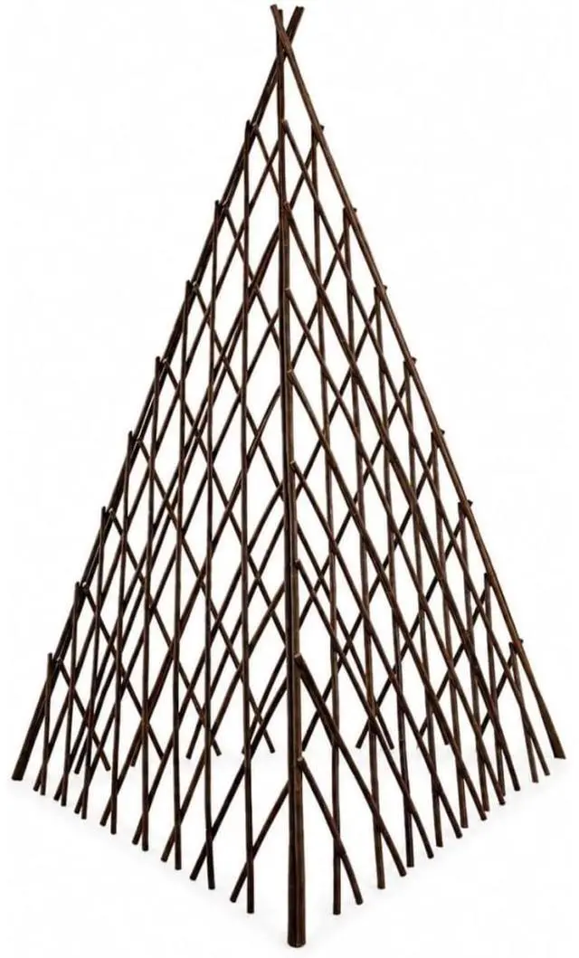 Main image of Natural Willow Plant Support with Expandable Teepee Design for Growing Beans, Peas, Cucumbers, Flowers, Vines, Outdoor Wood Plant Cage with Vertical Design for Backyard, Lawn (4FT 3PCS)