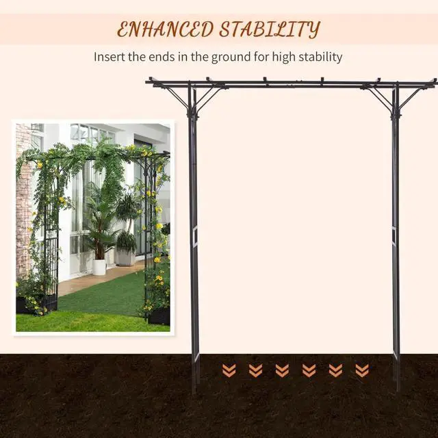 Alt view image 6 of 7 - Decorative Metal Garden Trellis Arch with Durable Steel Tubing & Elegant Scrollwork for Growing Flowers, Plants, Outdoor Archway with Multi Cross Bars for Birthday Party, Wedding