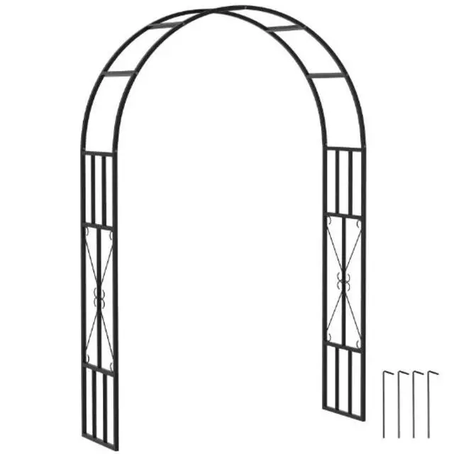 Alt view image 2 of 7 - Garden Arbor Trellis with Steel Frame and Heavy-Duty Ground Stakes for Growing Flowers, Plants, Outdoor Flower Arch Wedding Arch Stand with Classic Design for Backyard, Lawn