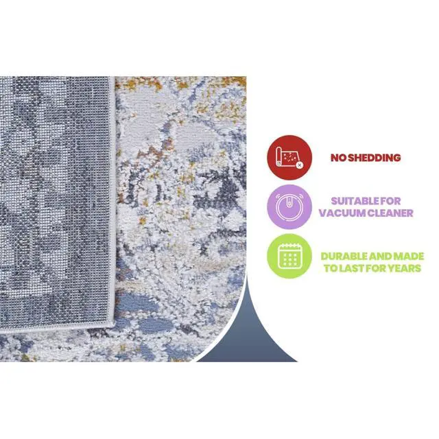 Alt view image 7 of 7 - Ultra-Soft 0.28 Inches Medium Pile Height Area Rug, Safety Anti-Skid Rug for Living Room, Bedroom, Dining Room, Farmhouse, Home Office (6X9 Ivory+Grey)
