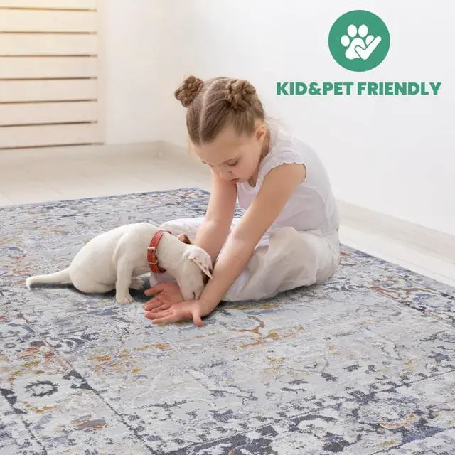 Alt view image 6 of 7 - Ultra-Soft 0.28 Inches Medium Pile Height Area Rug, Safety Anti-Skid Rug for Living Room, Bedroom, Dining Room, Farmhouse, Home Office (8X10 Ivory+Grey)