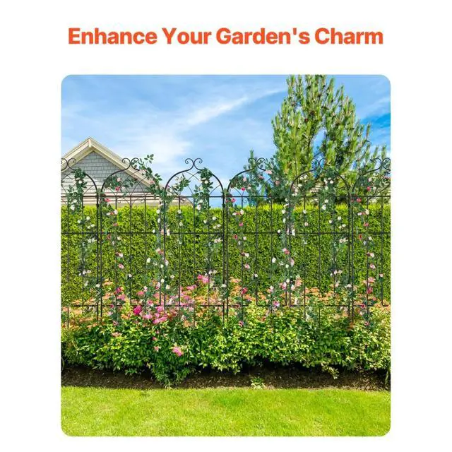 Alt view image 3 of 7 - 4 Pieces Outdoor Garden Trellis with Steel Wire and Ground Stakes for Growing Flowers, Plants, Metal Rose Trellis with Iron Frame for Backyard, Lawn, Garden, Park