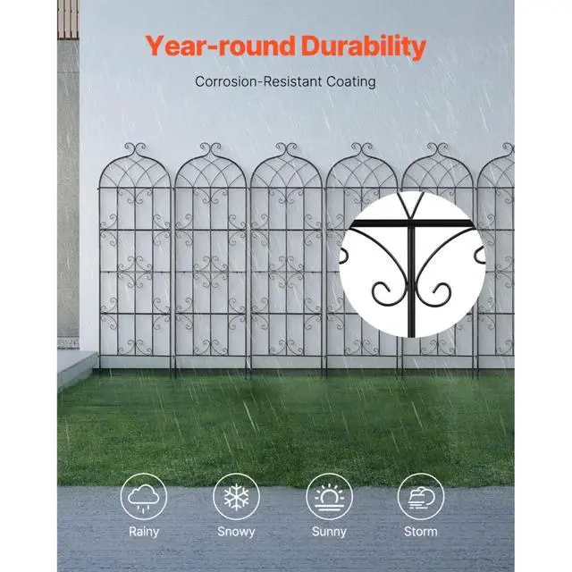 Alt view image 4 of 7 - 4 Pieces Outdoor Garden Trellis with Steel Wire and Ground Stakes for Growing Flowers, Plants, Metal Rose Trellis with Iron Frame for Backyard, Lawn, Garden, Park