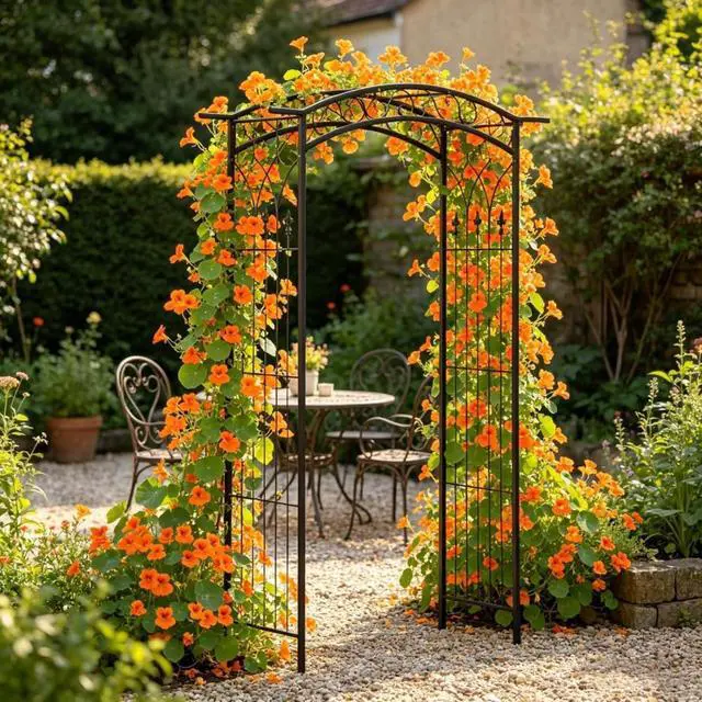 Main image of Wedding Arch Arbor with Powder-Coated Metal Tubing for Party, Ceremony, Events, Outdoor Walkway Arbor with Ground Stakes and Extension Bars for Growing Flowers, Plants