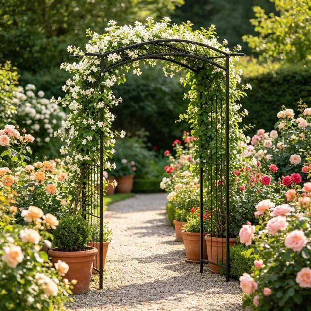 Alt view image 2 of 7 - Wedding Arch Arbor with Powder-Coated Metal Tubing for Party, Ceremony, Events, Outdoor Walkway Arbor with Ground Stakes and Extension Bars for Growing Flowers, Plants