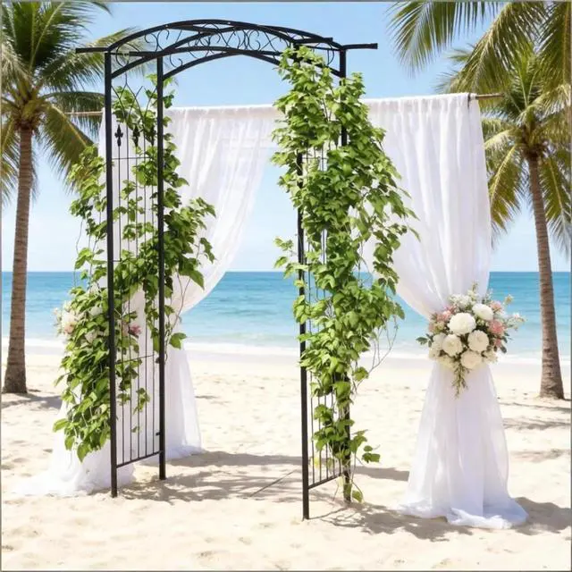 Alt view image 4 of 7 - Wedding Arch Arbor with Powder-Coated Metal Tubing for Party, Ceremony, Events, Outdoor Walkway Arbor with Ground Stakes and Extension Bars for Growing Flowers, Plants