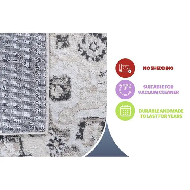 Alt view image 7 of 7 - Low Pile Indoor Doormat Rug, Modern Cream Area Rug with Easy Maintenance & Durable Ideal for Entryway, Bedroom, Living Room, Laundry Room, Dining Room (6X9 Cream)