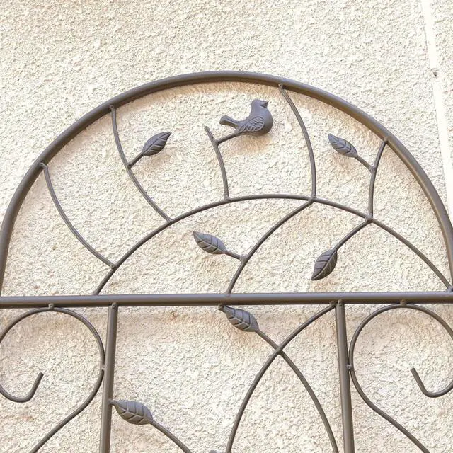 Alt view image 5 of 7 - Metal Garden Trellis with Flowers and Birds Deco for Backyard, Lawn, Patio, Outdoor Decorative Trellis Panels with Galvanized Round Pipe for Growing Flowers, Plants (4 Pack)