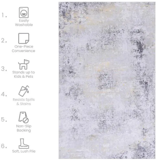Alt view image 5 of 7 - Machine Washable Neutral Modern Abstract Soft Thin Large Rug Indoor Floor No Slip Rug Carpet for Bedroom Under Dining Table Home Office Decor (9x12)