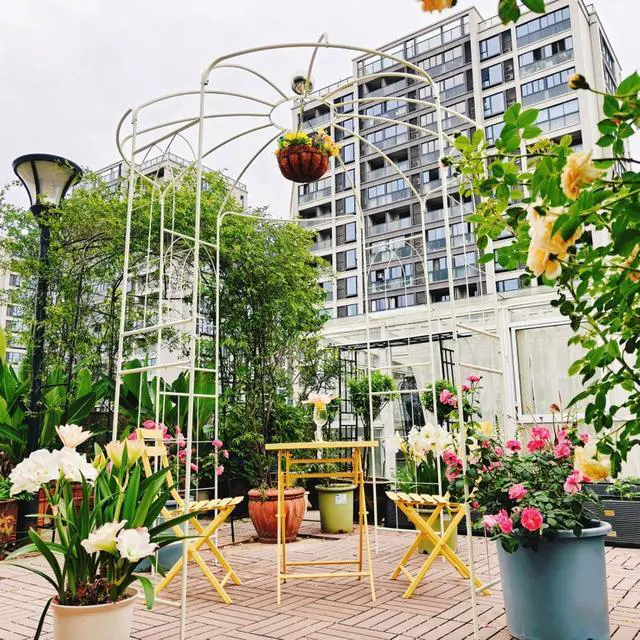 Alt view image 6 of 7 - Spacious Metal Garden Arch with Birdcage Shape for Wedding, Ceremony, Party, Outdoor Pergola Pavilion with Ground Stakes and Iron Frame for Backyard, Lawn, Poolside (Cream White)