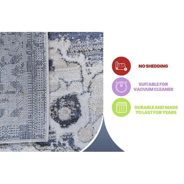 Alt view image 7 of 7 - Home Décor Farmhouse Primitive Doormat Rugs, Indoor Area Rugs with 0.28 Inches Pile Thickness for Entryway Bedroom Living Room Laundry Room (5X7 Cream+Blue)