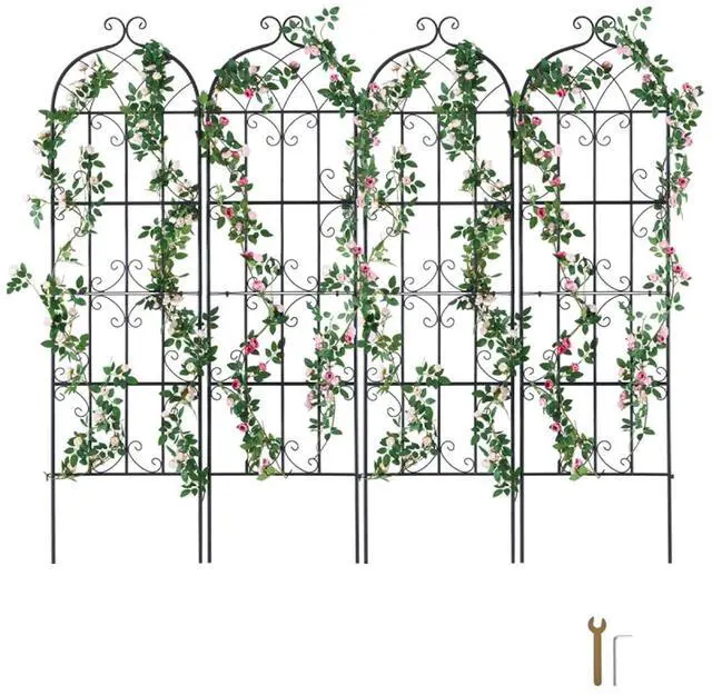Main image of 4 Pieces Garden Trellis with Reinforced Steel Wire and Professional Welding for Growing Flowers, Plants, Outdoor Decorative Clematis Trellis with Iron Frame for Backyard, Garden