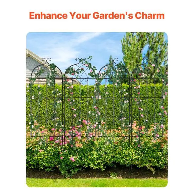 Alt view image 3 of 7 - 4 Pieces Garden Trellis with Reinforced Steel Wire and Professional Welding for Growing Flowers, Plants, Outdoor Decorative Clematis Trellis with Iron Frame for Backyard, Garden
