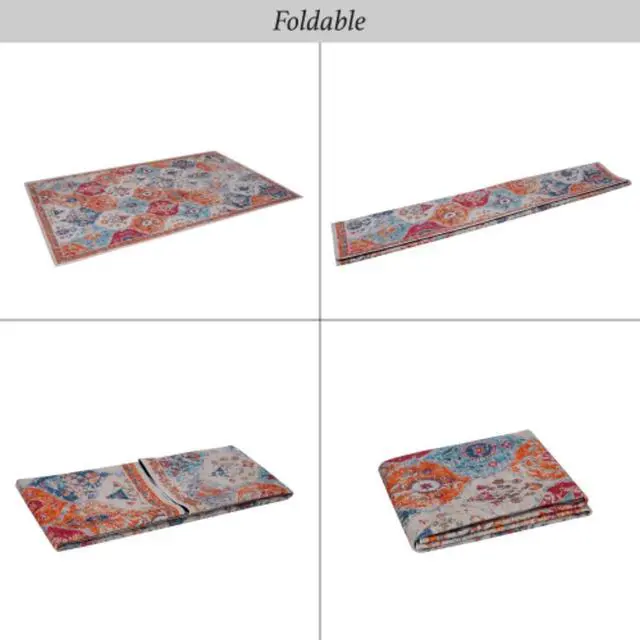 Alt view image 5 of 7 - Modern Design Household Area Rugs for Living Room and Bedroom, Non Slip Backing Printed Folable Machine Washable Area Rug for Indoor Use (5x8)
