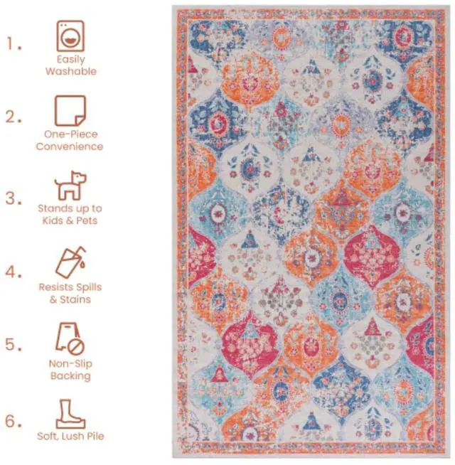 Alt view image 4 of 7 - Modern Design Household Area Rugs for Living Room and Bedroom, Non Slip Backing Printed Folable Machine Washable Area Rug for Indoor Use (5x8)
