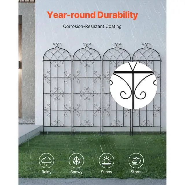 Alt view image 4 of 7 - 4 Pieces Garden Trellis with Reinforced Steel Wire and Professional Welding for Growing Flowers, Plants, Outdoor Decorative Clematis Trellis with Iron Frame for Backyard, Garden