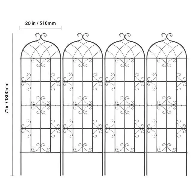 Alt view image 7 of 7 - 4 Pieces Garden Trellis with Reinforced Steel Wire and Professional Welding for Growing Flowers, Plants, Outdoor Decorative Clematis Trellis with Iron Frame for Backyard, Garden
