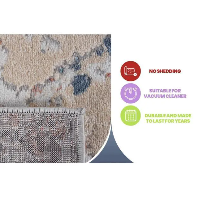 Alt view image 7 of 7 - Home Design Indoor Machine Washable Area Rug with Non-Slip Backing for Entrances, Hallways, Corridors, Kitchens, Living Rooms, Dining Rooms (8X10 Multi)