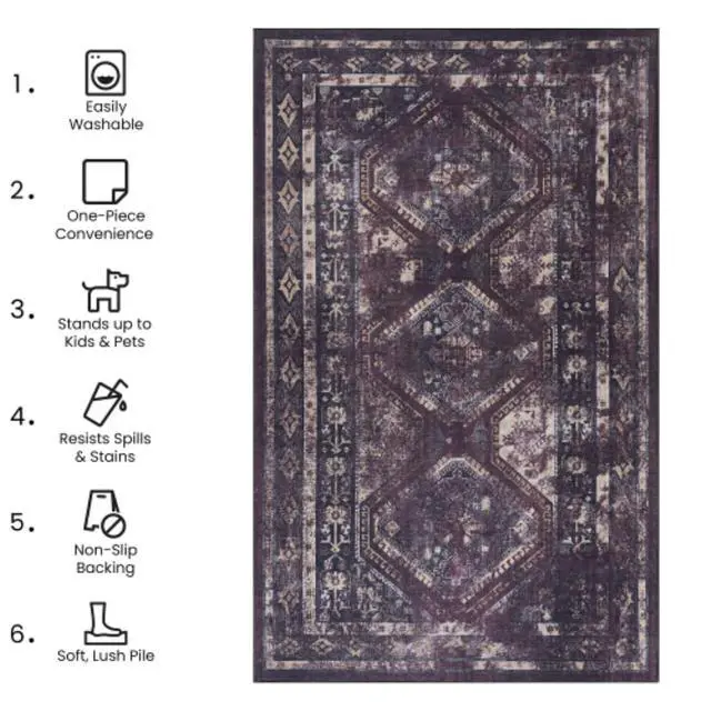 Alt view image 4 of 6 - Machine Washable Super Soft Doormat Rug with Non-Slip Backing and Stain Resistance, Stylish Design Low-Pile Construction Area Rugs for Home (6x9)