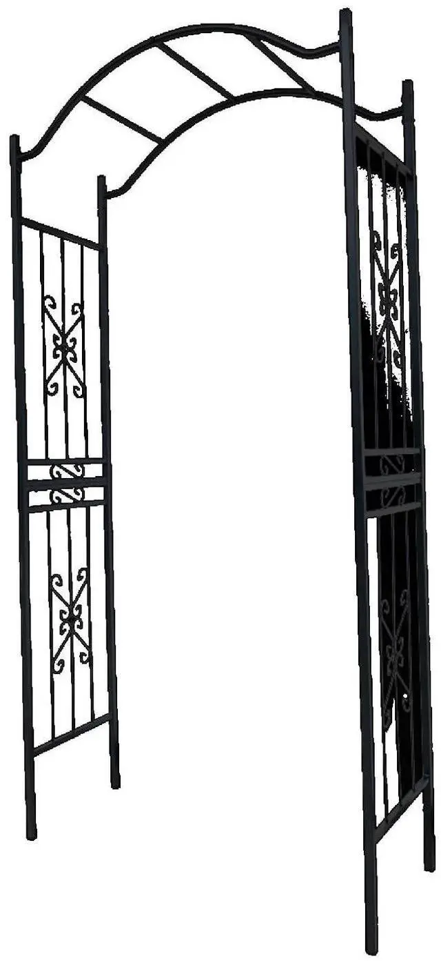 Alt view image 6 of 7 - Metal Garden Arch with Sturdy Iron Frame and Classic Design for Backyard, Lawn, Outdoor Archway with 4 Groud Stake and Long-Lasting Powder-Coated Finish for Growing Flowers, Plants,Vines