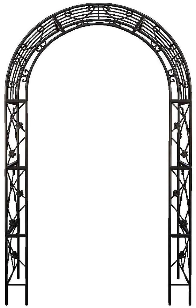 Alt view image 2 of 7 - Garden Arch Trellis with Decorative Flower Pattern for Growing Flowers, Plants, Outdoor Metal Archway Garden Decor with Iron Frame for Wedding, Party, Events