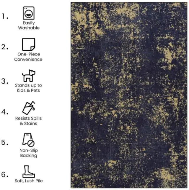 Alt view image 6 of 7 - Large Soft Carpet Area Rugs for Living Room, Bedroom, Dining Room, Multiple Size Non-Slip Stain Resistant Under Table Rug with Machine Washable (8x10)